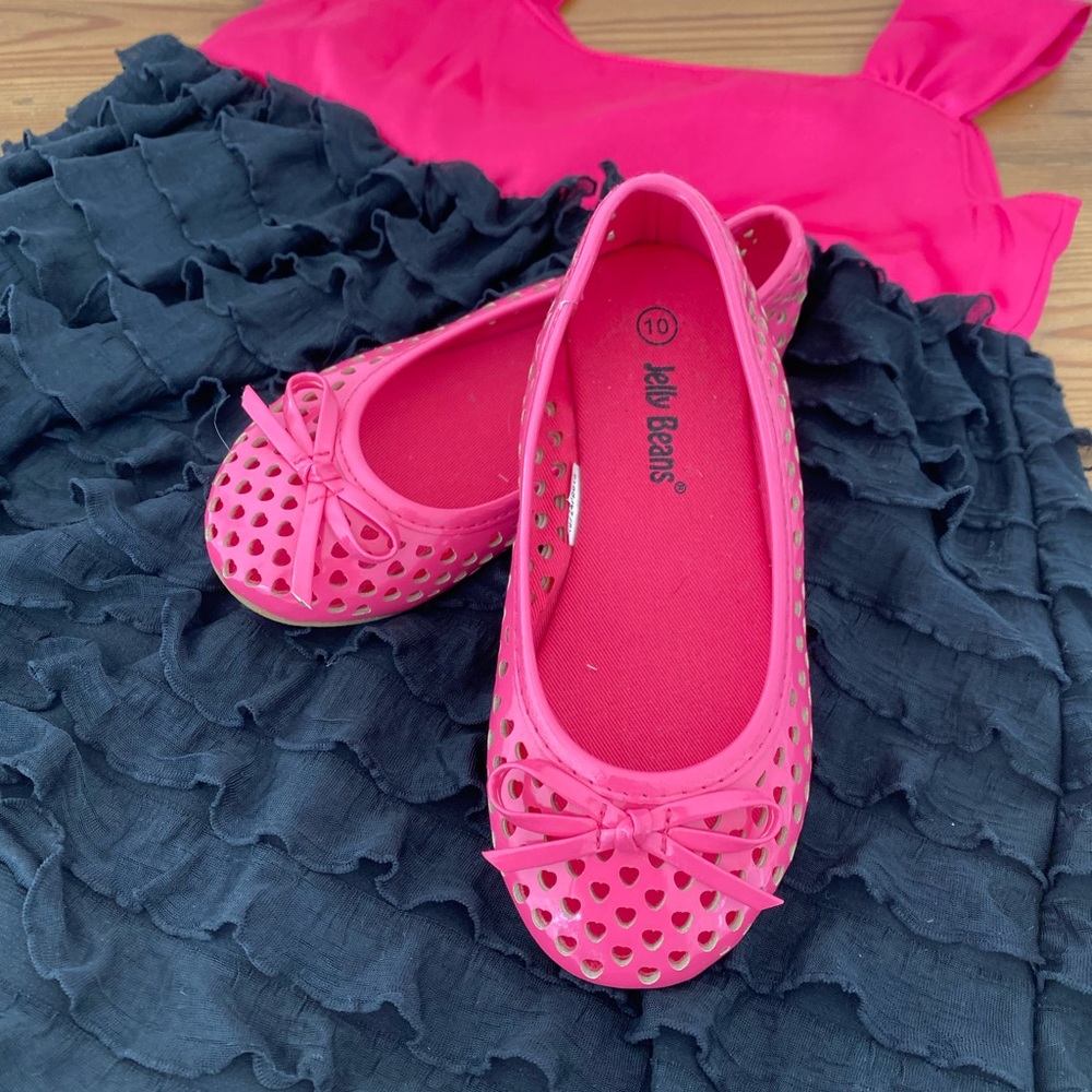 New Hot Pink Jelly Bean Girl’s Flats Size 10.